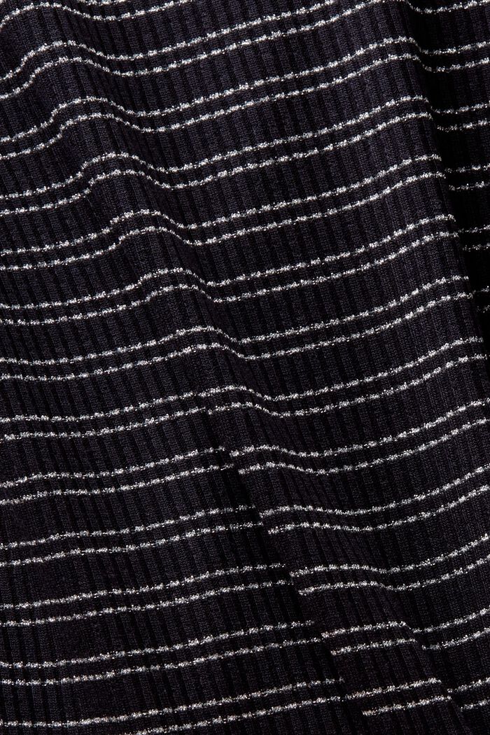 Camiseta de manga larga con cuello alto y diseño de rayas brillantes, NAVY, detail image number 4