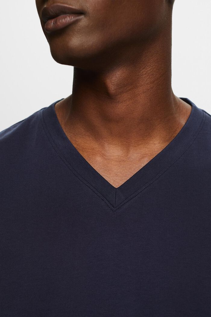 Camiseta en algodón ecológico y cuello enpico, NAVY, detail image number 3