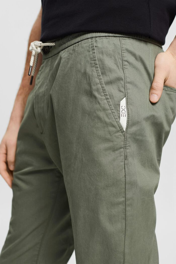 Pantalones chinos ligeros con cordón, OLIVE, detail image number 0