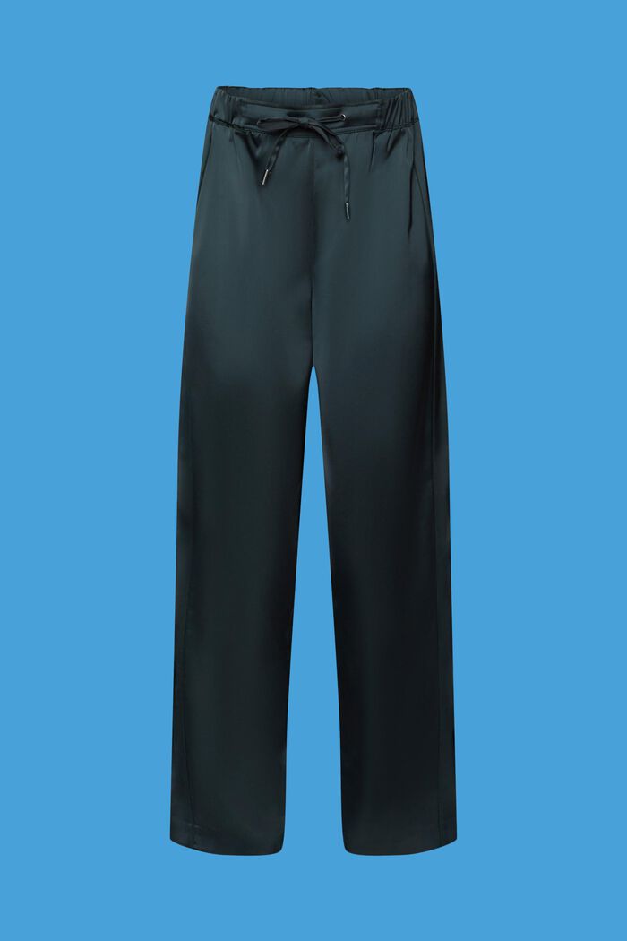 Pantalón de satén de pernera ancha, DARK TEAL GREEN, detail image number 6