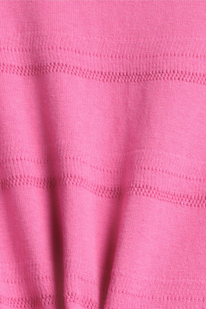 Con lino: camiseta con motivo de punto calado, PINK, detail image number 4