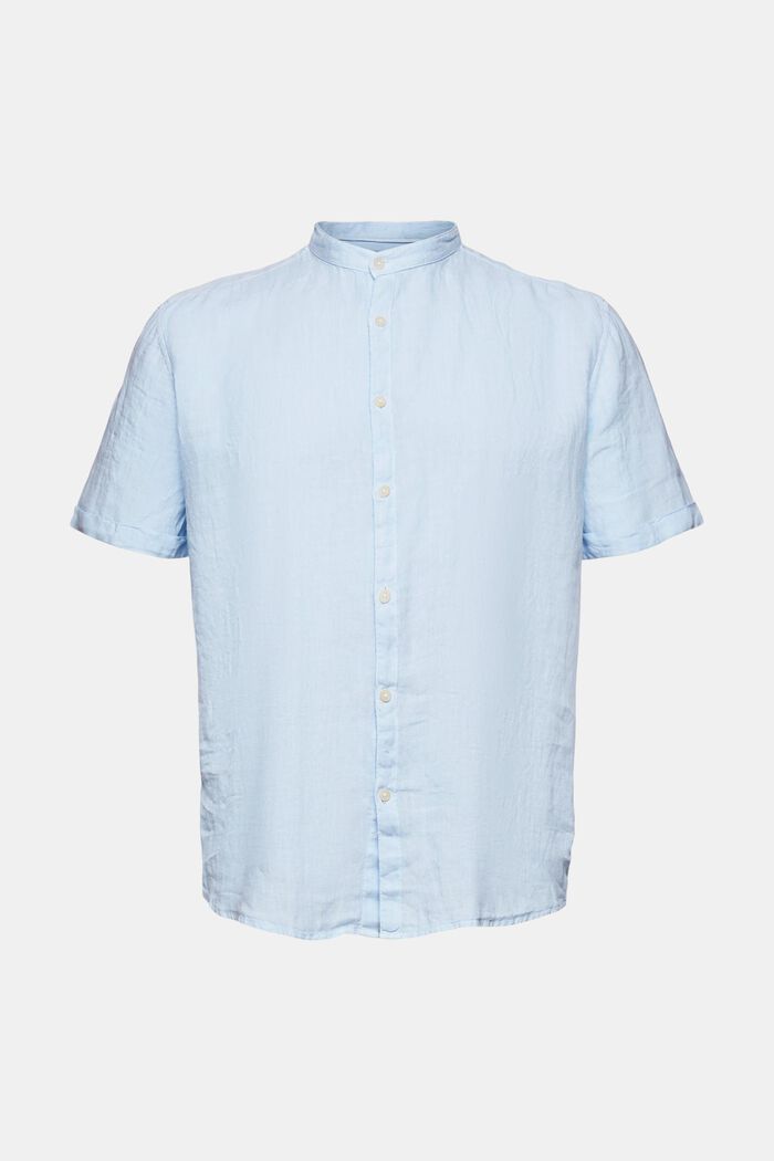 Camisa con cuello mao en 100 % lino, PASTEL BLUE, overview