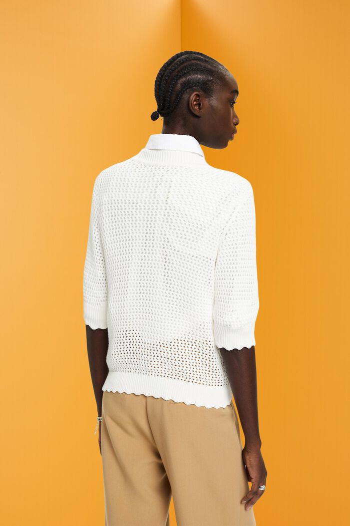 Jersey de malla en algodón sostenible, OFF WHITE, detail image number 3