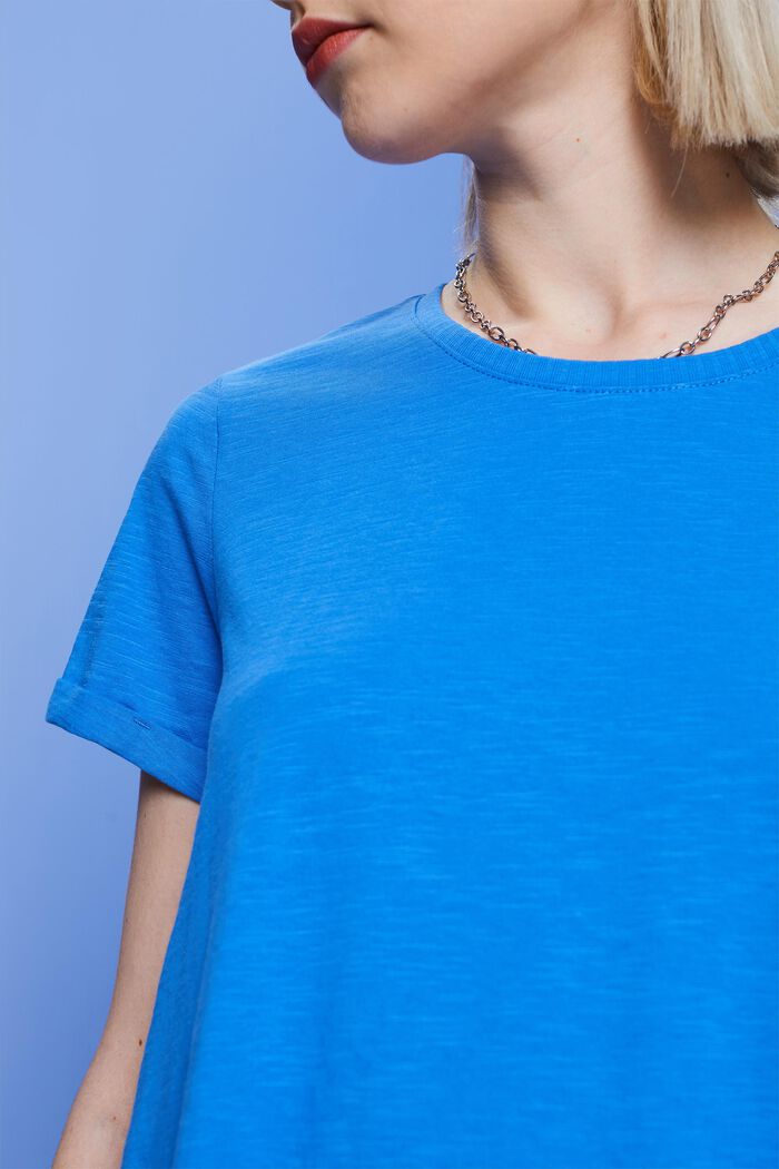 Camiseta básica con cuello redondo, 100 % algodón, BRIGHT BLUE, detail image number 2