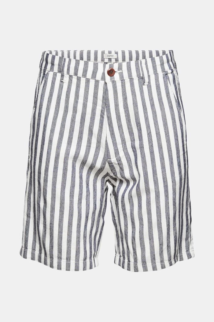 Con lino: pantalones cortos a rayas, OFF WHITE, detail image number 7