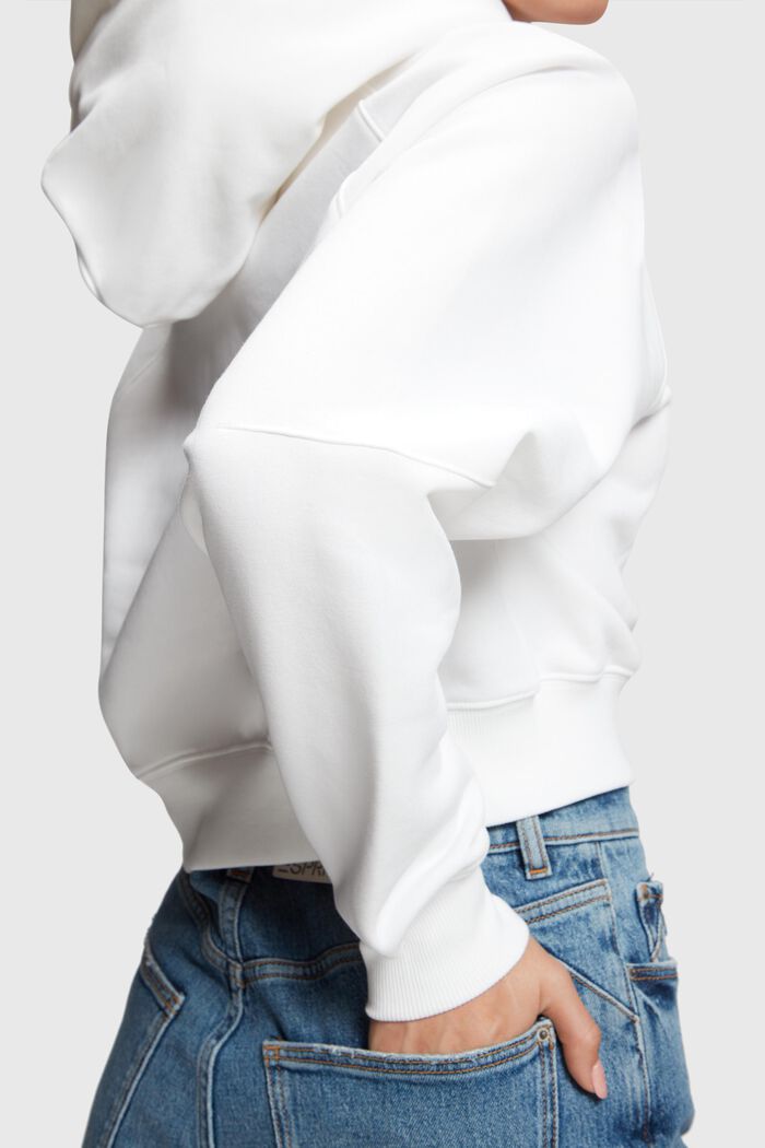 Sudadera corta con capucha y logotipo, WHITE, detail image number 3