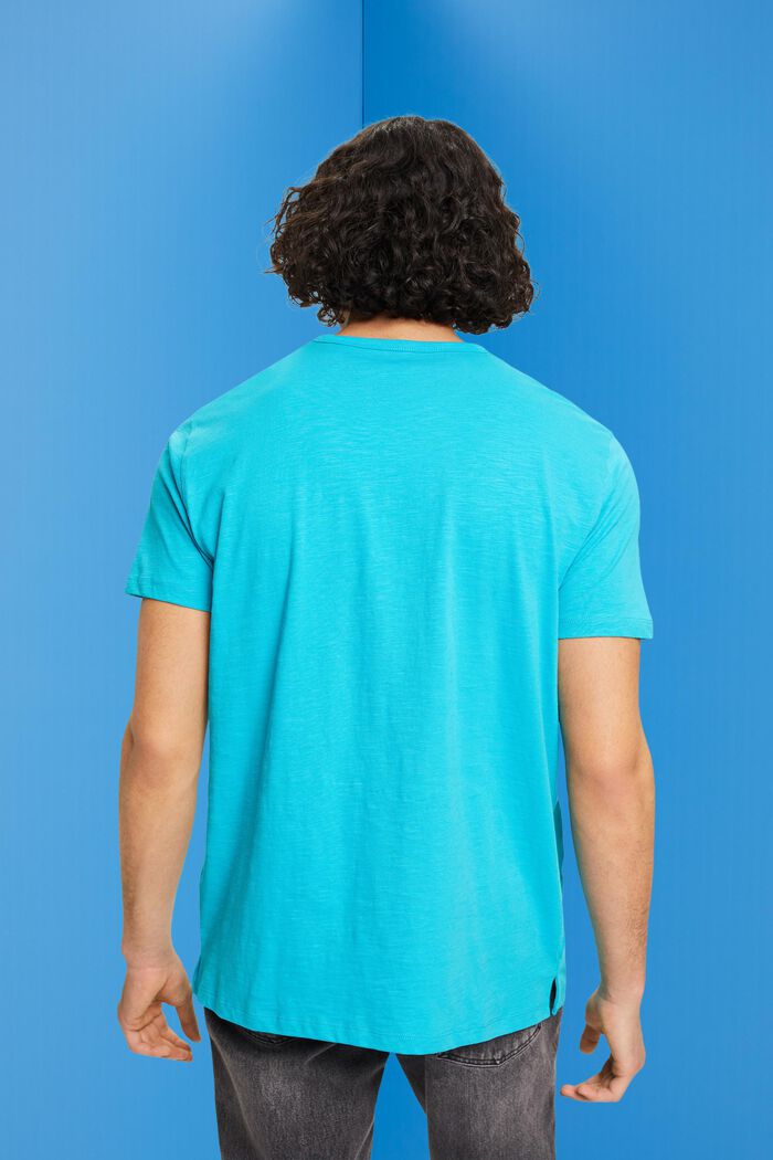 Camiseta henley en jersey flameado, AQUA GREEN, detail image number 3