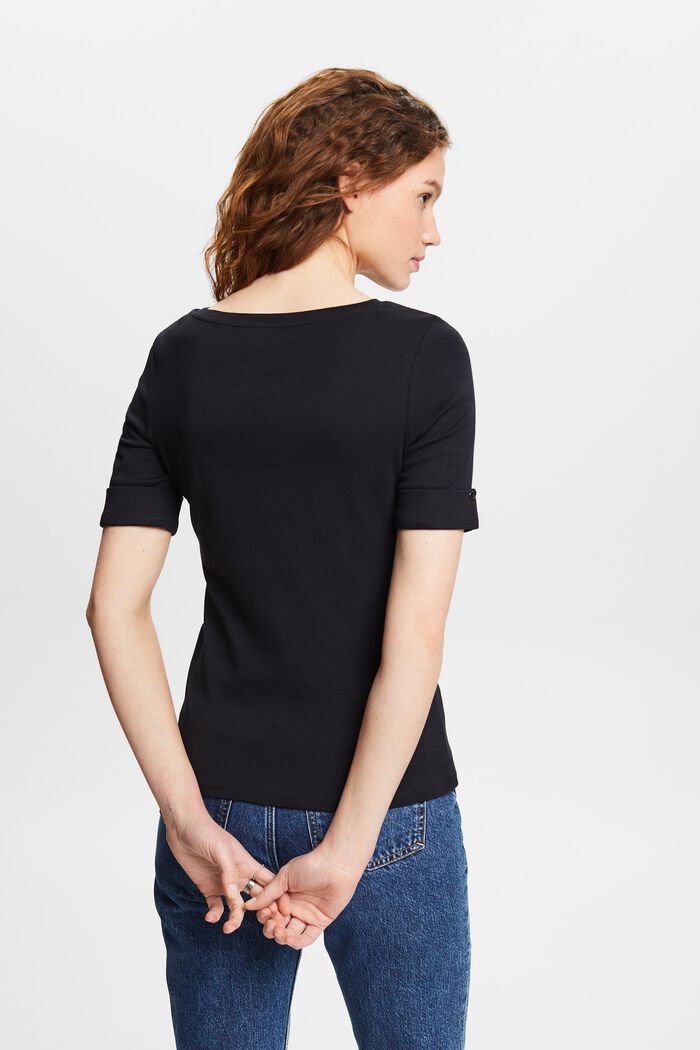 Camiseta con puños remangables en algodón ecológico, BLACK, detail image number 2