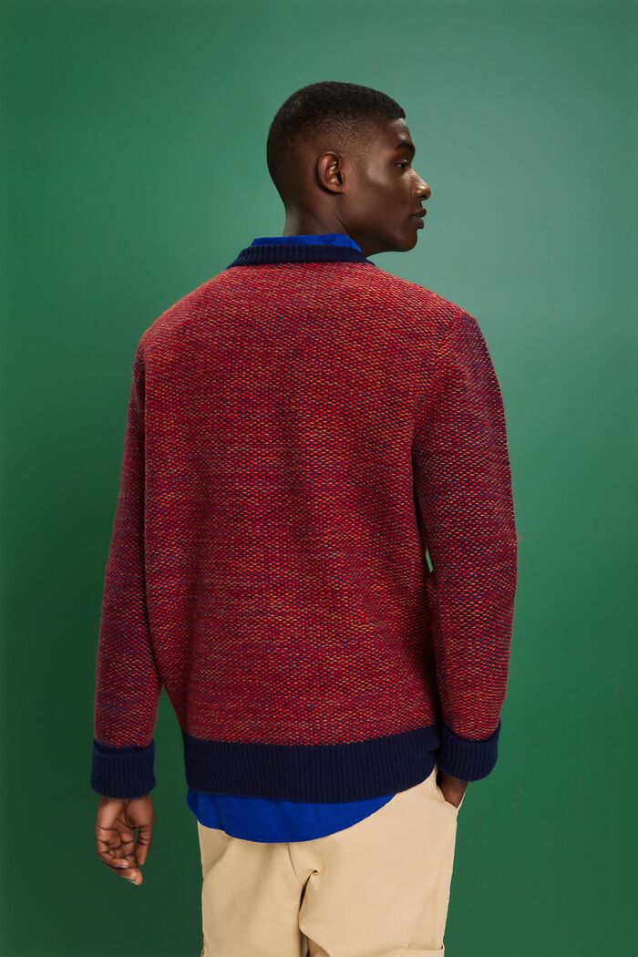 Jersey de lana con textura y cuello redondo, NAVY, detail image number 4