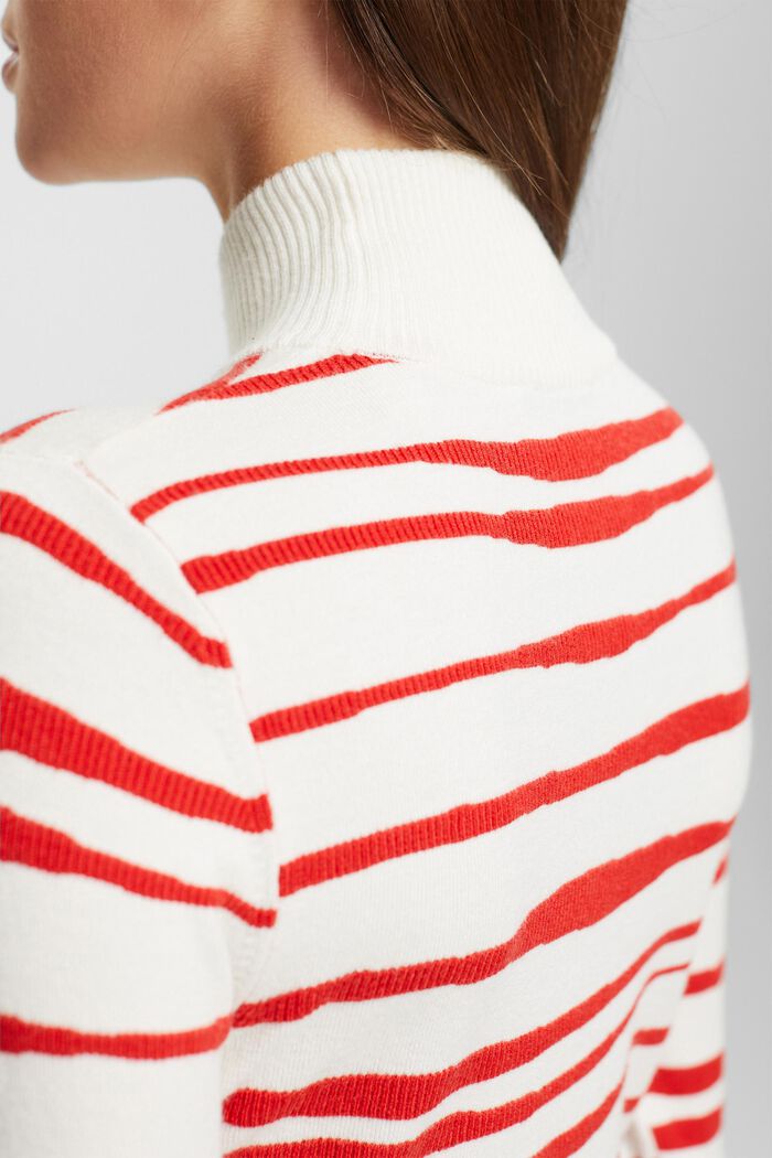 Jersey de rayas con cuello alto, OFF WHITE, detail image number 2