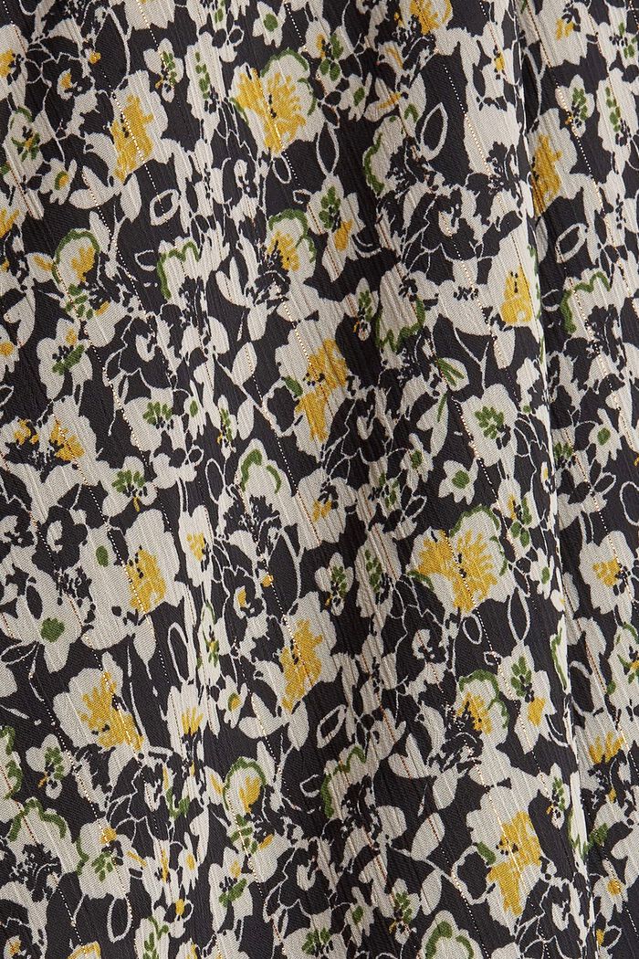 Falda midi con diseño floral brillante, BLACK, detail image number 4