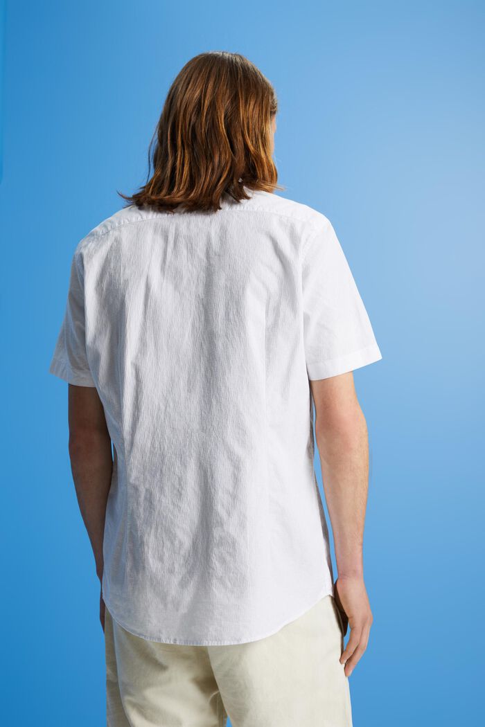 Camisa de corte ceñido con textura, WHITE, detail image number 3