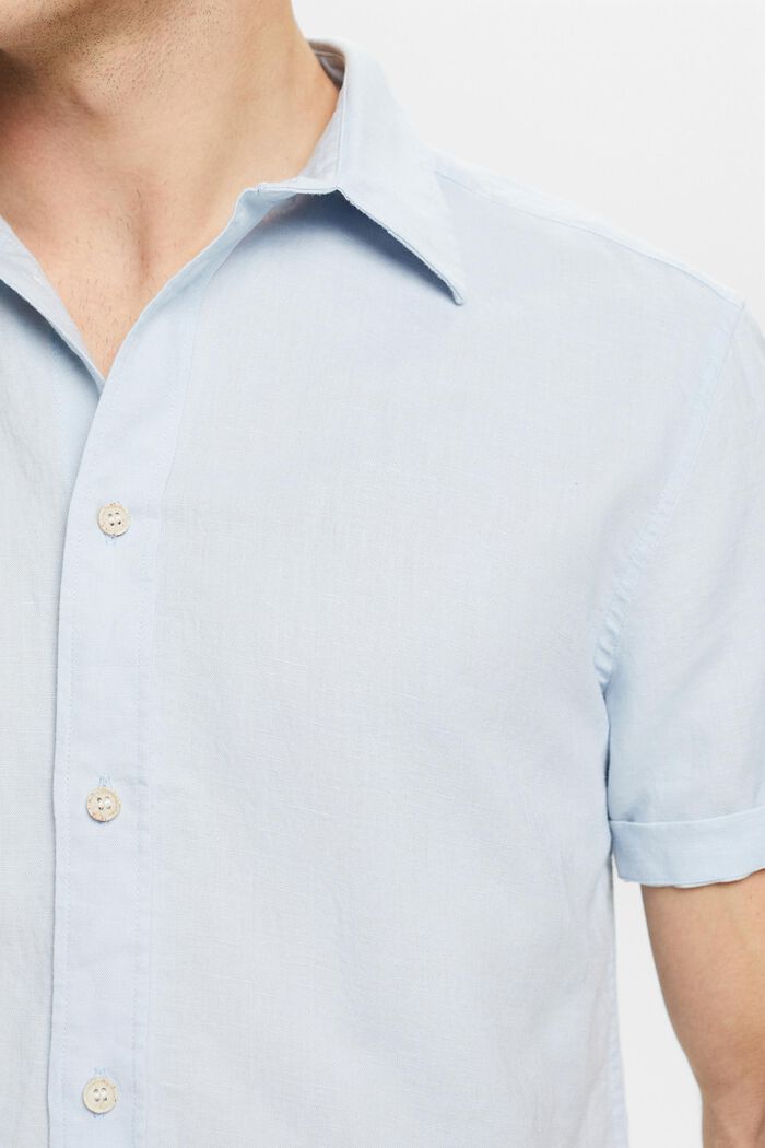 Camisa de manga corta en lino y algodón, LIGHT BLUE, detail image number 3