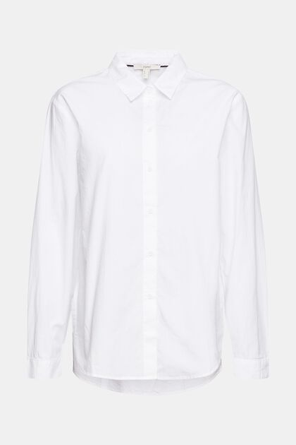 Blusa camisera oversize de algodón, WHITE, overview