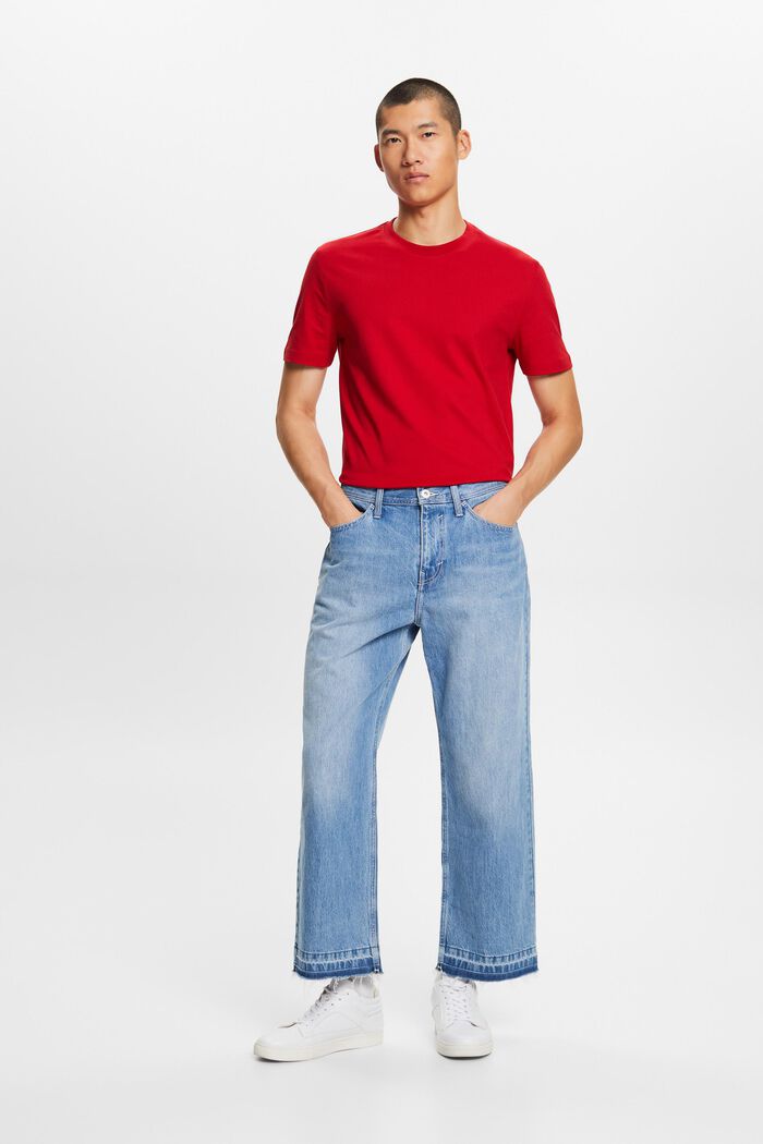 Camiseta de cuello redondo en tejido jersey de algodón Pima, DARK RED, detail image number 5