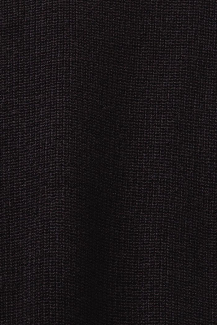 Jersey de punto acanalado con diseño murciélago y cuello vuelto, BLACK, detail image number 5