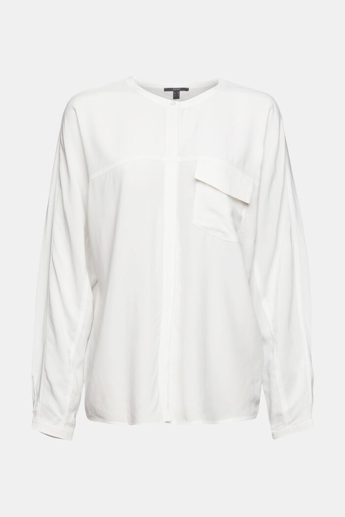 Blusa con bolsillo de solapa aplicado, OFF WHITE, overview