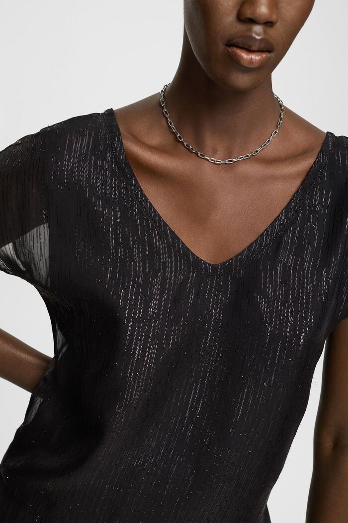 Blusa con cuello en pico, BLACK, detail image number 2