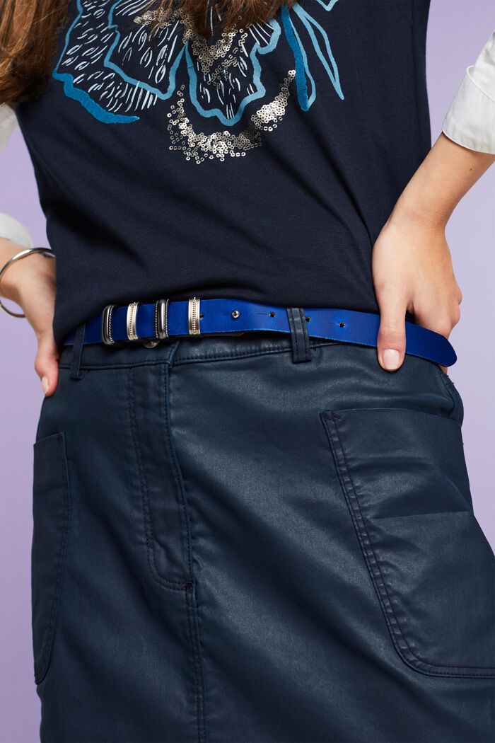 Cinturón de piel estrecho, BRIGHT BLUE, detail image number 2