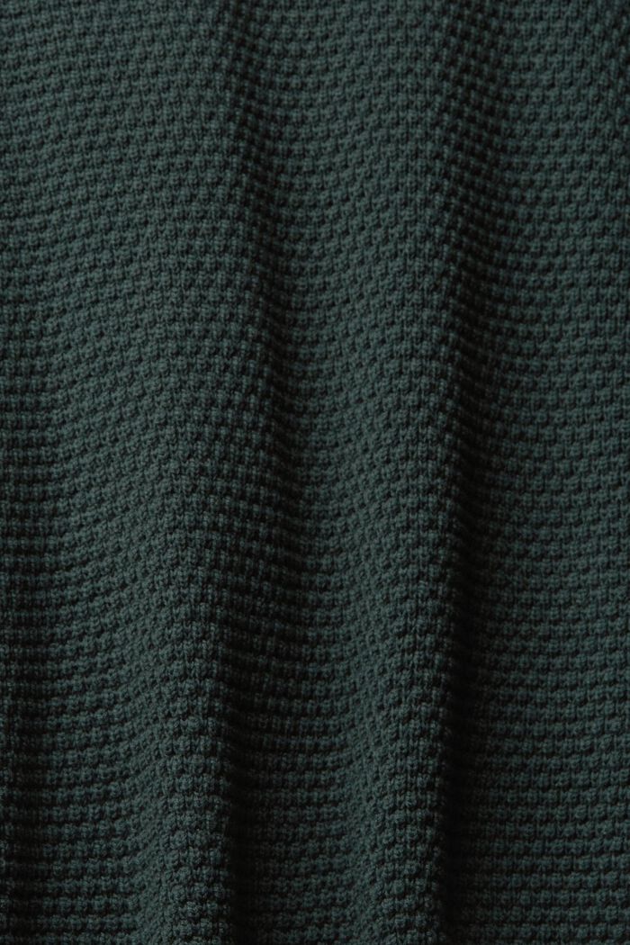 Jersey con cuello alto de textura, mezcla de algodón, DARK TEAL GREEN, detail image number 4