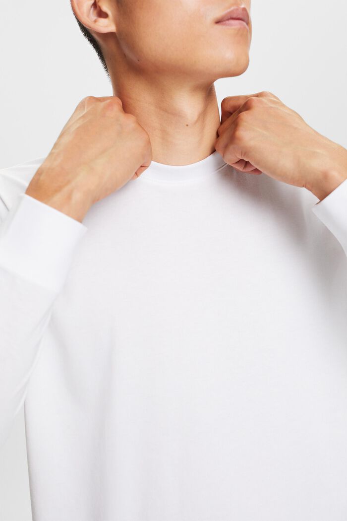 Camiseta de manga larga de tejido jersey, 100% algodón, WHITE, detail image number 2
