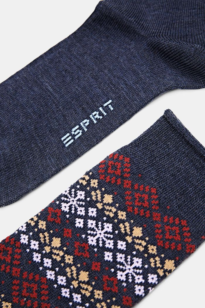 Pack de 2 pares de calcetines con diseño noruego, DARK BLUE MELANGE, detail image number 1