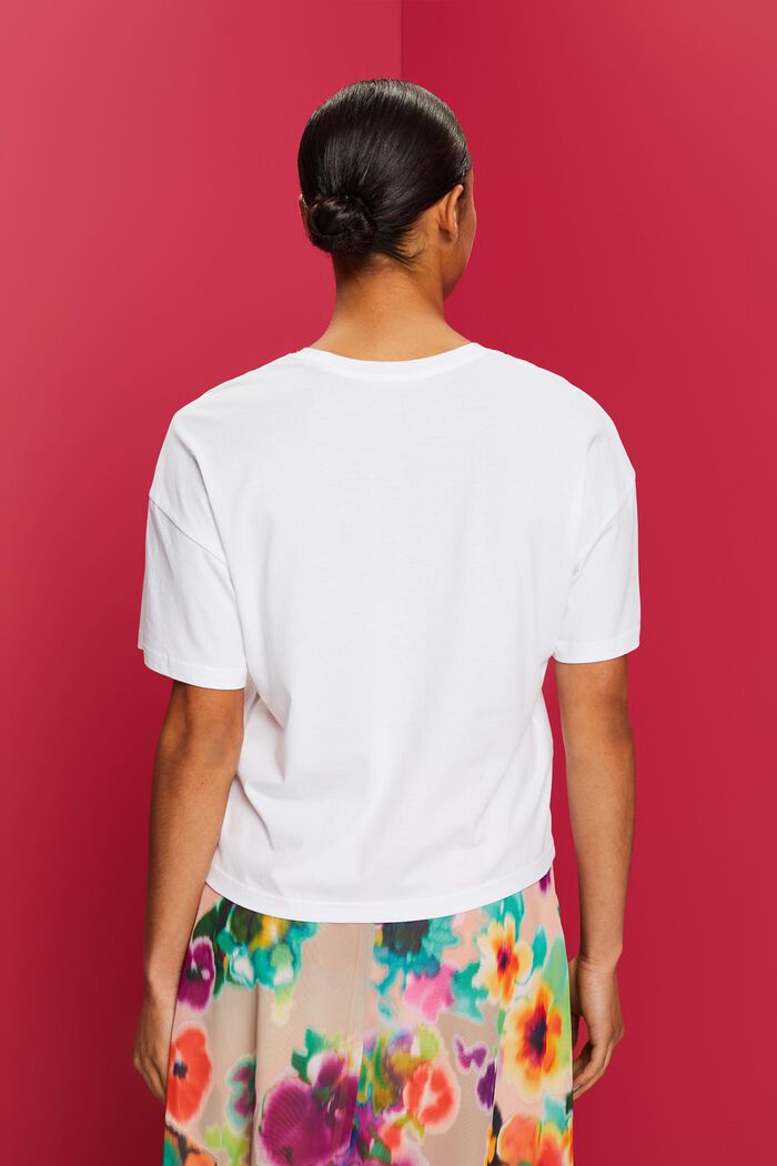 Camiseta cropped oversize, 100 % algodón, WHITE, detail image number 3
