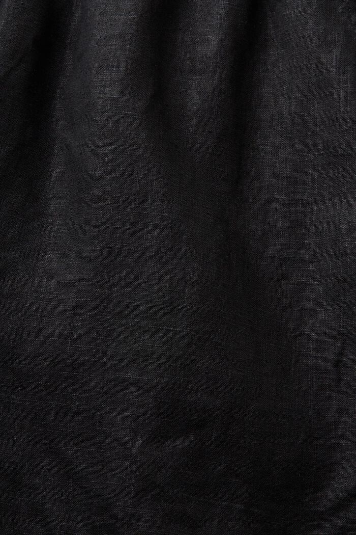 Pantalón corto en mezcla de lino con tirador, BLACK, detail image number 6