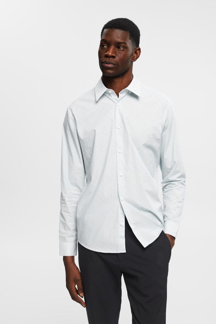 Camiseta ajustada de algodón con estampado, WHITE, detail image number 0