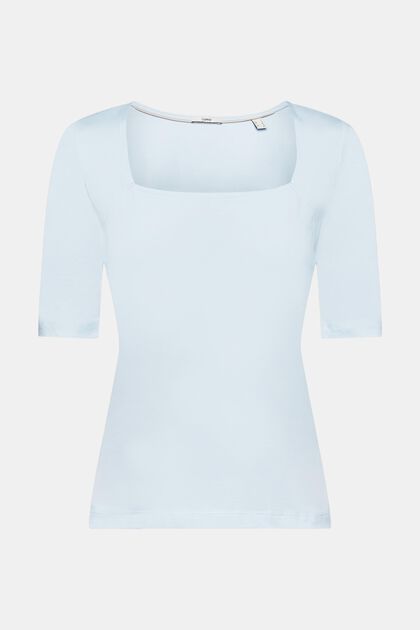 Camiseta con escote cuadrado, PASTEL BLUE, overview