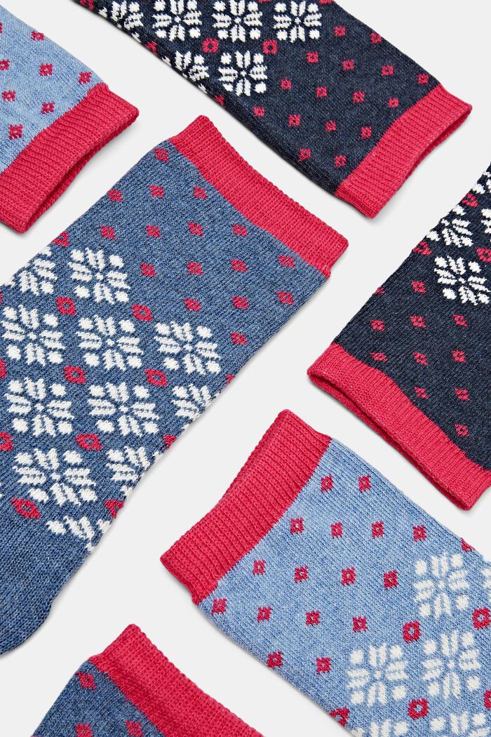 Paquete de 3 calcetines gruesos de punto con diseño noruego, NAVY/LIGHT BLUE, detail image number 2