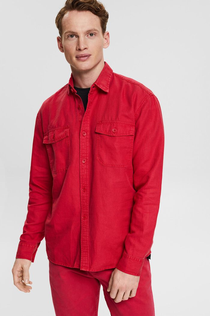 En mezcla de lino: camisa oversize, RED, detail image number 0