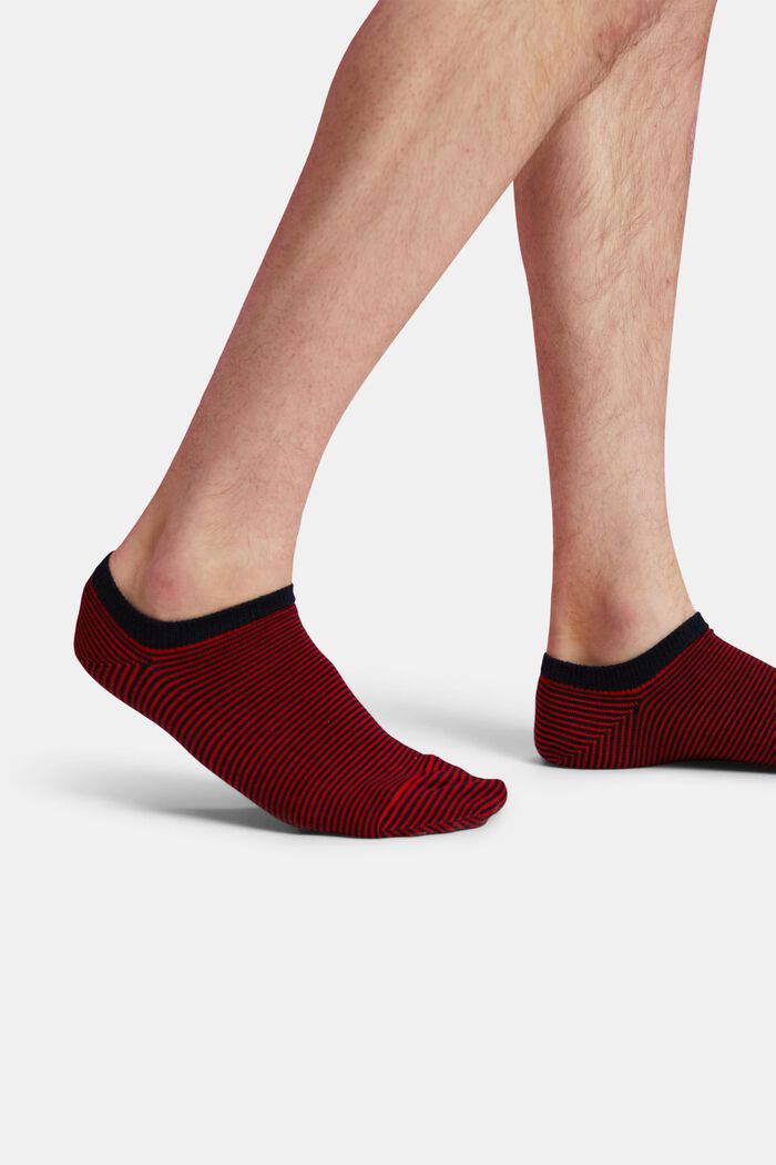 Pack de 2 pares de calcetines tobilleros a rayas, RED, detail image number 1