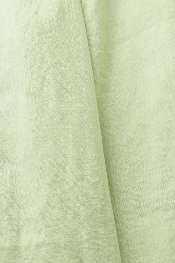 Pantalón wide leg de lino con cinturón, LIGHT GREEN, detail image number 5