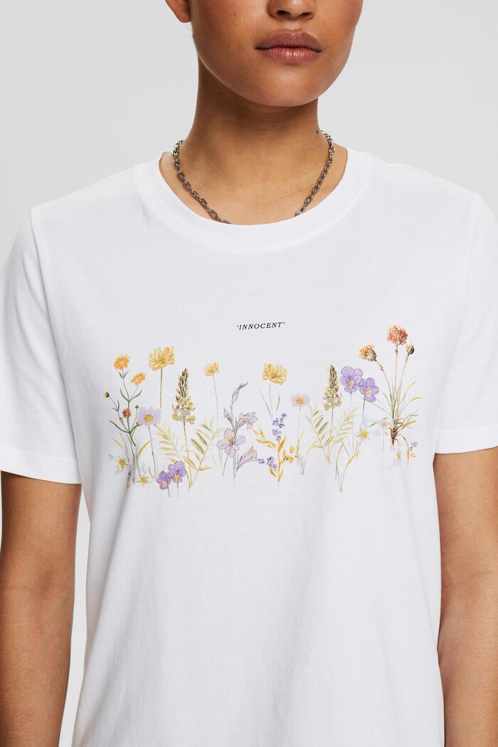 Camiseta con estampado de flores, WHITE, detail image number 3