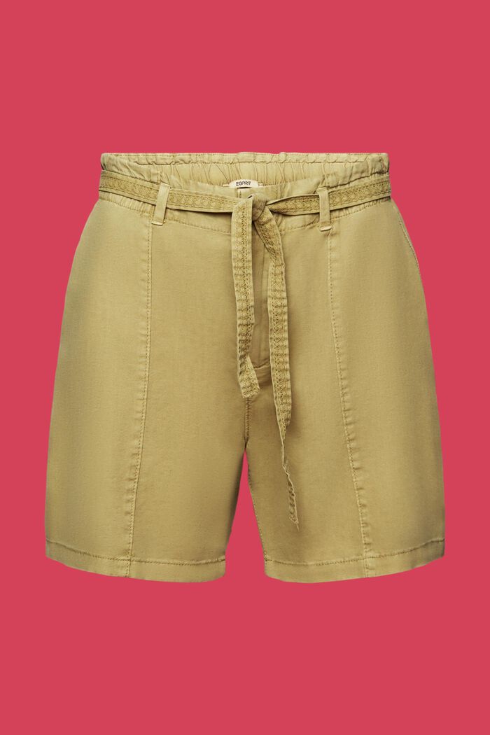 Pantalones cortos con cinturón para anudar, en mezcla de lino, PISTACHIO GREEN, detail image number 8