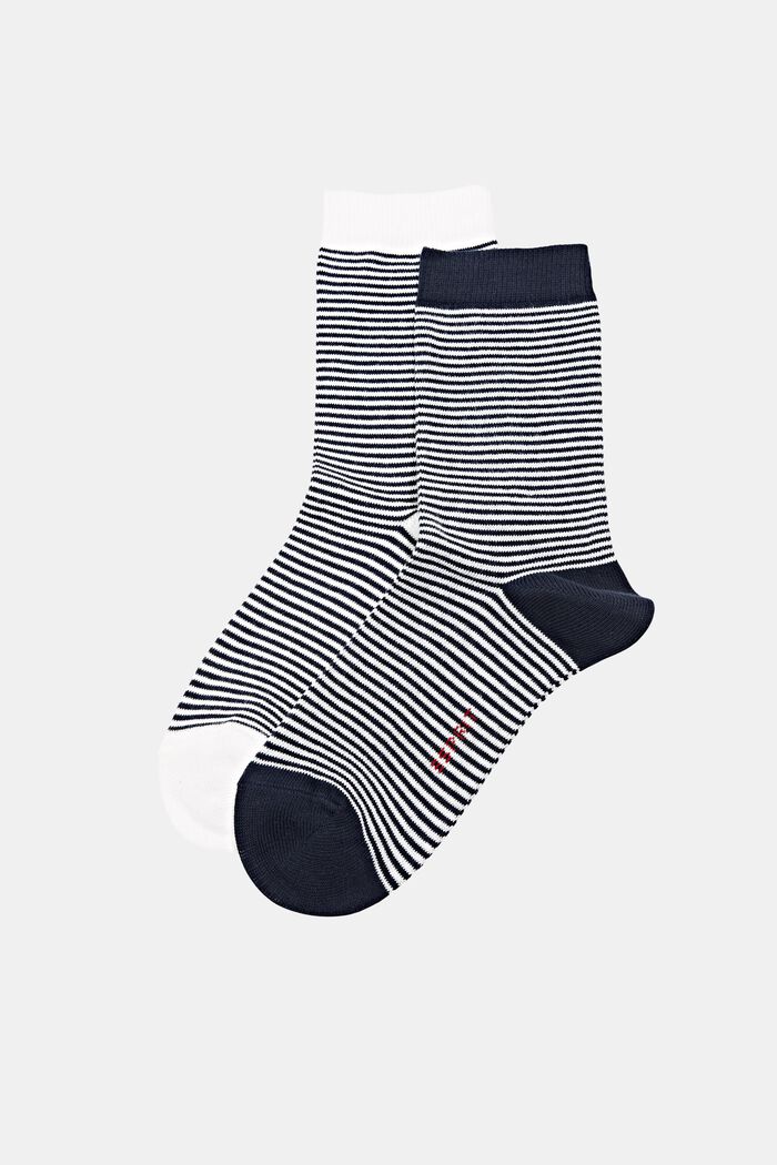Pack de dos pares de calcetines a rayas, algodón ecológico, BLACK/WHITE, detail image number 0