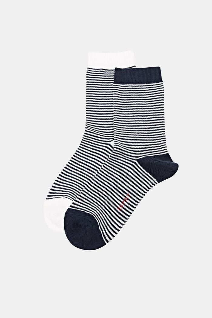 Pack de dos pares de calcetines en mezcla de algodón ecológico, WHITE/NAVY, overview