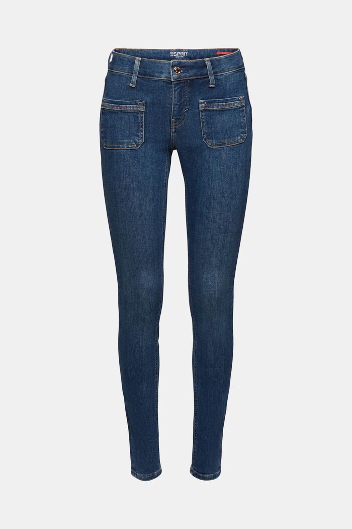 Jeans skinny mid-rise, BLUE DARK WASHED, detail image number 7