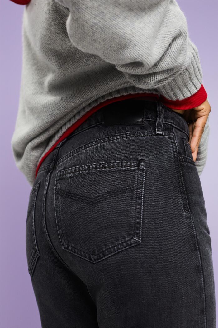 Jeans high-rise straight fit de estilo retro, GREY DARK WASHED, detail image number 1