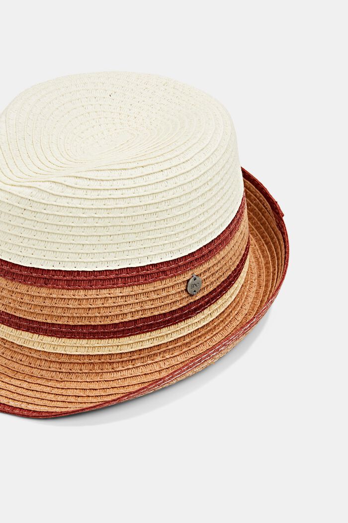 Sombrero Trilby de rafia a rayas, OFF WHITE, detail image number 1