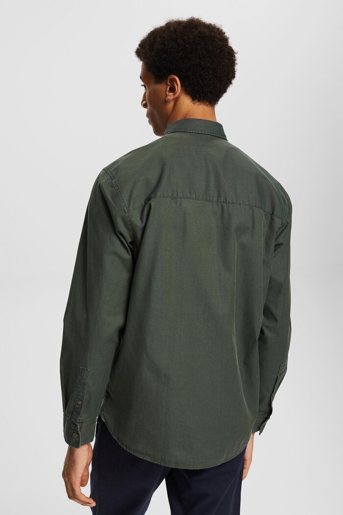 Camisa de algodón con bolsillo en el pecho, KHAKI GREEN, detail image number 3
