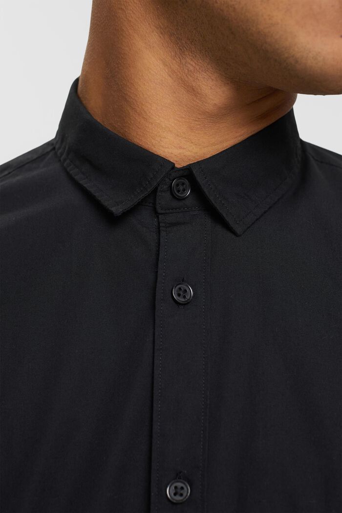 Camisa de algodón sostenible con corte ceñido, BLACK, detail image number 2
