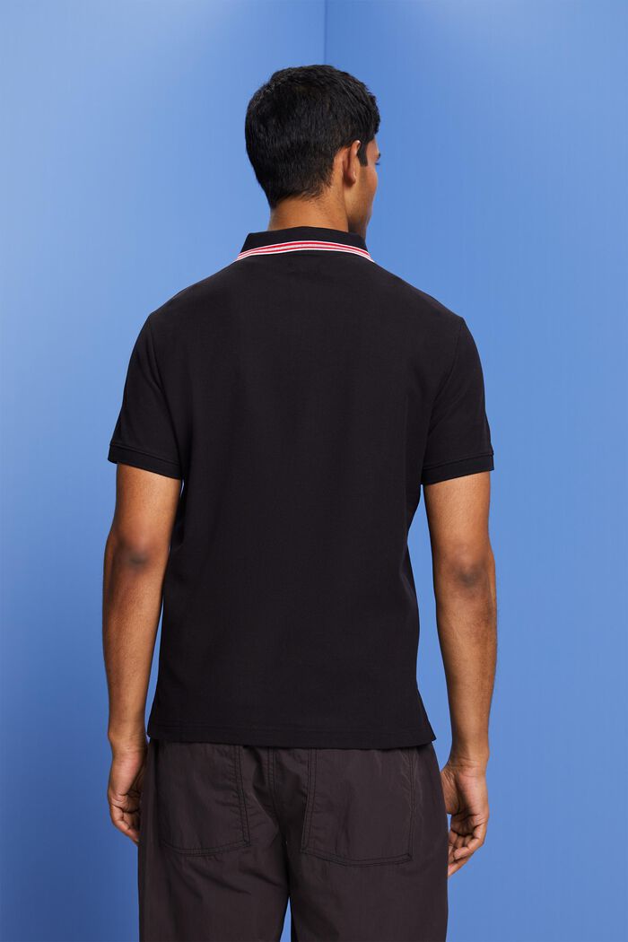 Camisa tipo polo de piqué con efecto brillante, 100% algodón, BLACK, detail image number 3