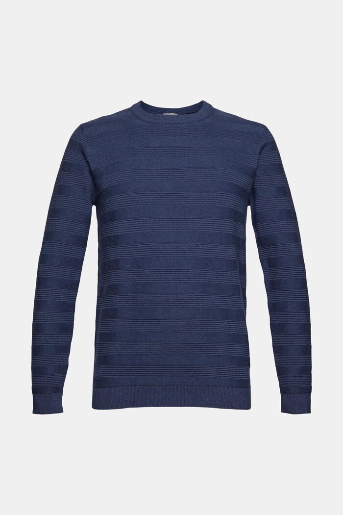 Jersey de algodón ecológico con rayas de punto acanalado, DARK BLUE, detail image number 5