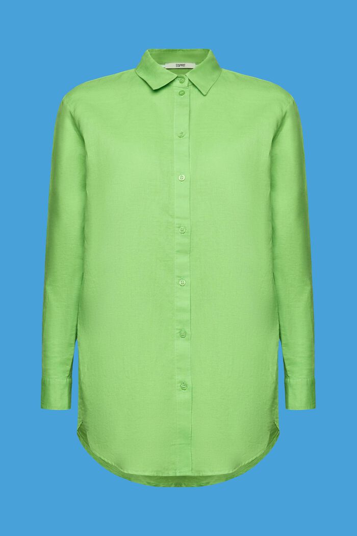 Camisa en mezcla de algodón y lino, GREEN, detail image number 6