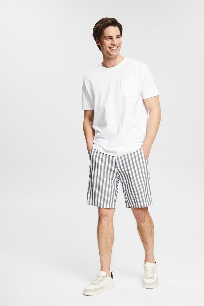Con lino: pantalones cortos a rayas, OFF WHITE, detail image number 6