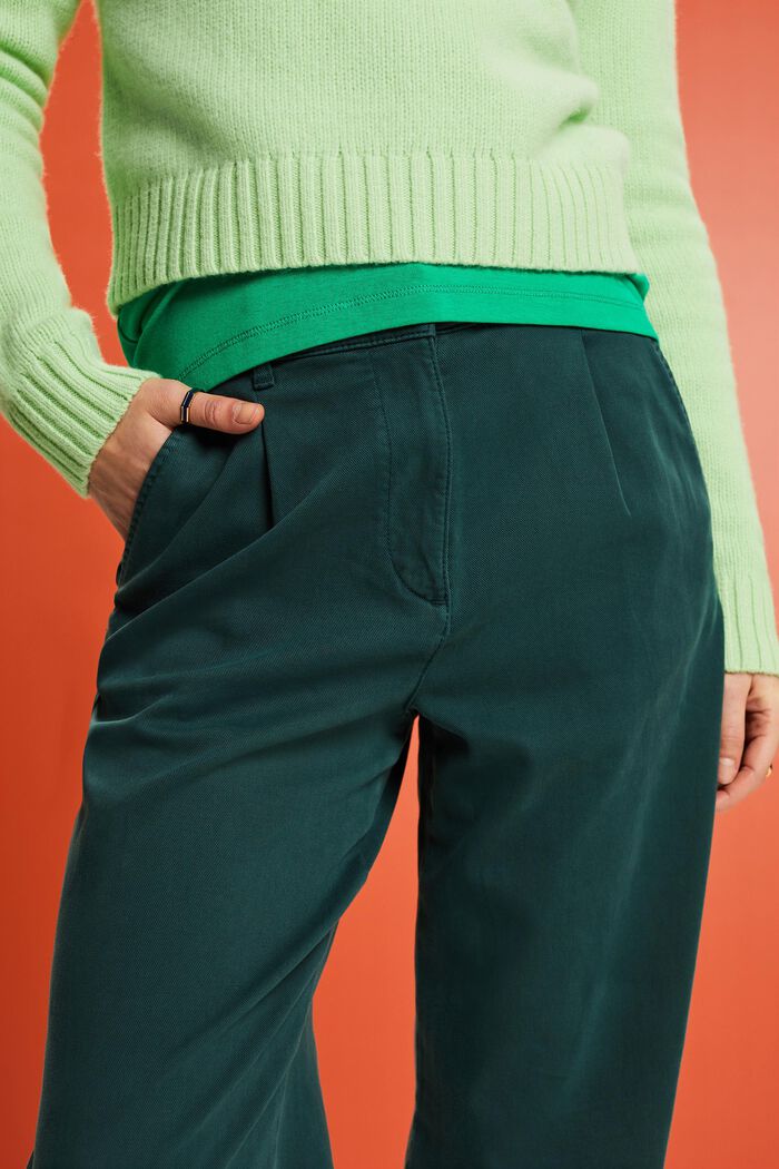 Pantalones chinos de corte ancho y tiro alto, EMERALD GREEN, detail image number 4