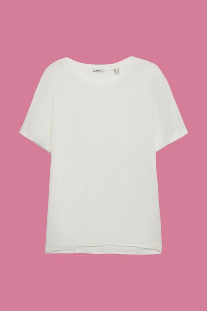 CURVY Camiseta en mezcla de algodón y lino