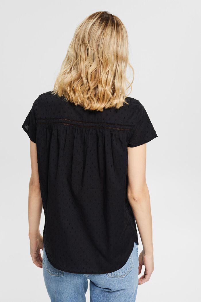 Blusa con textura dobby, 100% algodón, BLACK, detail image number 3